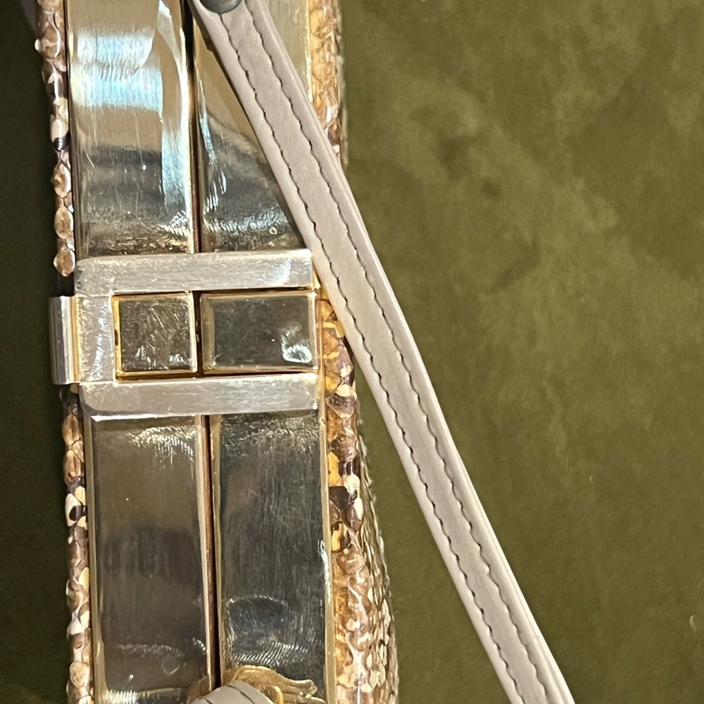 Genuine Python And Brass Shoulder Bag - image 5